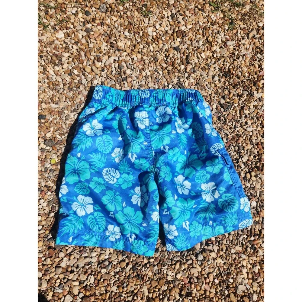 UV SKINZ Boys 2 Piece Tropical Swim Set Blue Hawaiian Floral 4T UPF 50+ Swimwear